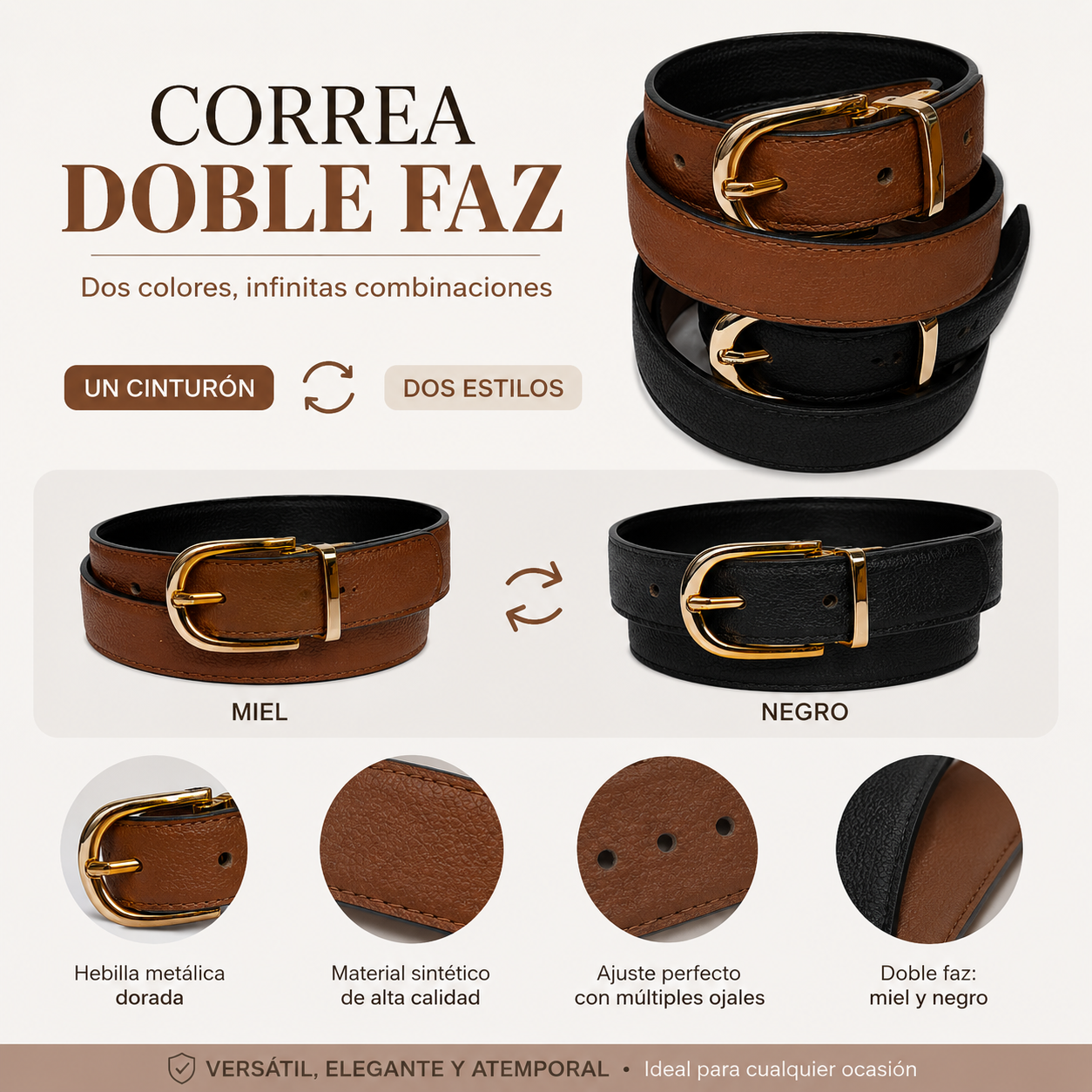 Correa Mujer Doble Faz 2059