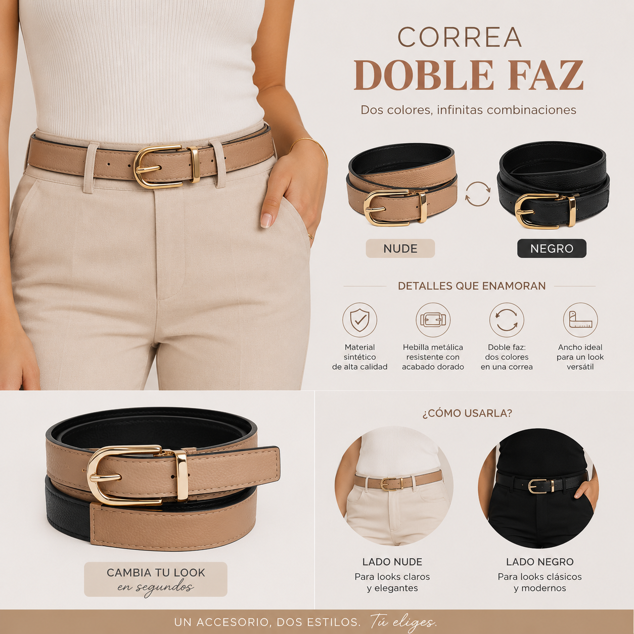 Correa Mujer Doble Faz 2059