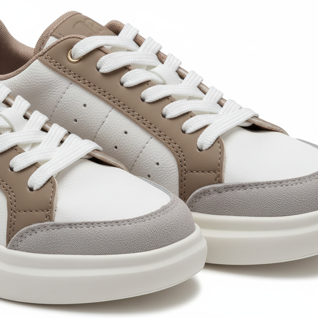 Detalle tenis 7805 beige sin costuras