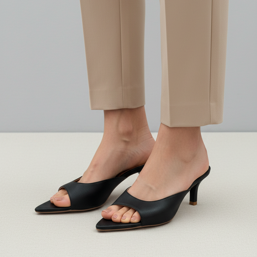 Modelo toma cerrada mule negro