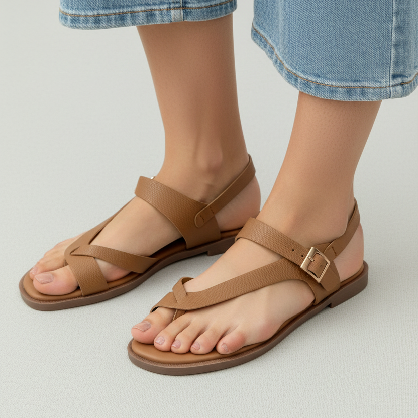 Modelo toma cerrada sandalia nude - tiras corregidas