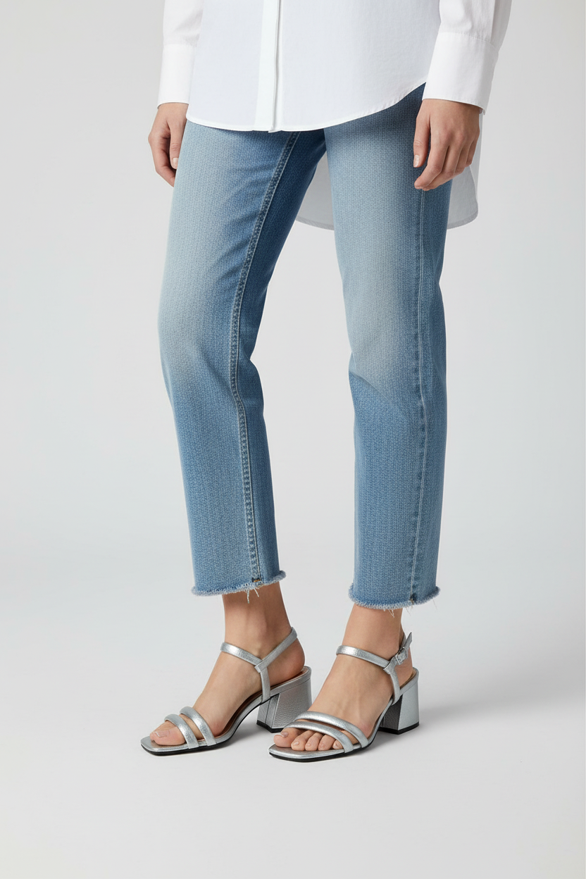 Modelo toma cerrada sandalia plateada con diseño exactamente igual al original Ref 7589