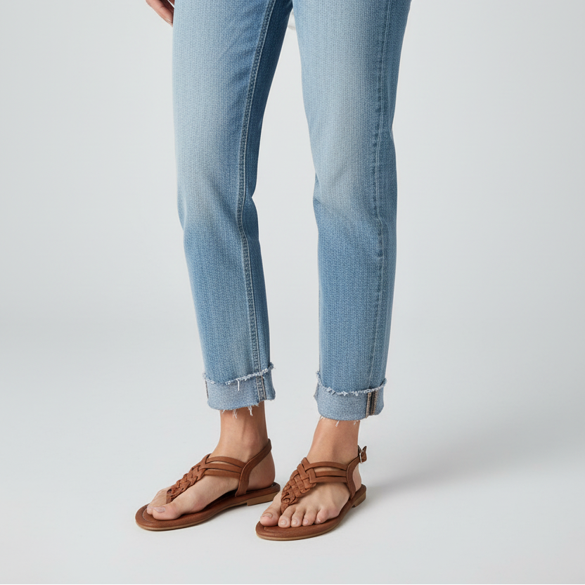 Modelo toma cerrada sandalia thong miel