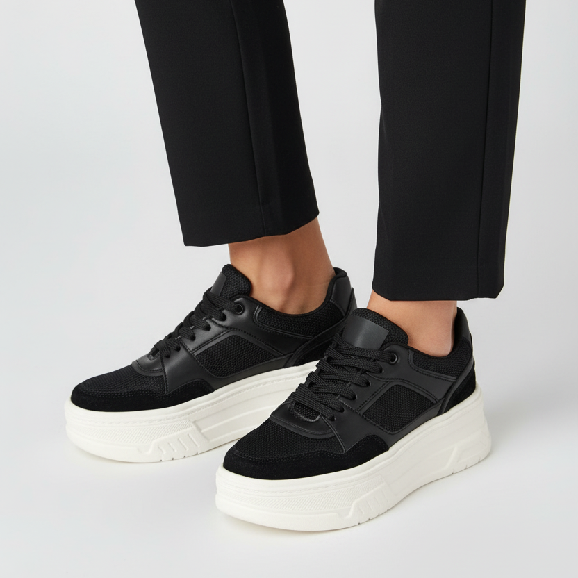 Modelo toma cerrada zapatilla deportiva completamente negra Ref 7943