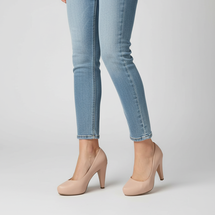 Modelo toma cerrada zapato nude tacón stiletto cerrado Ref 6690