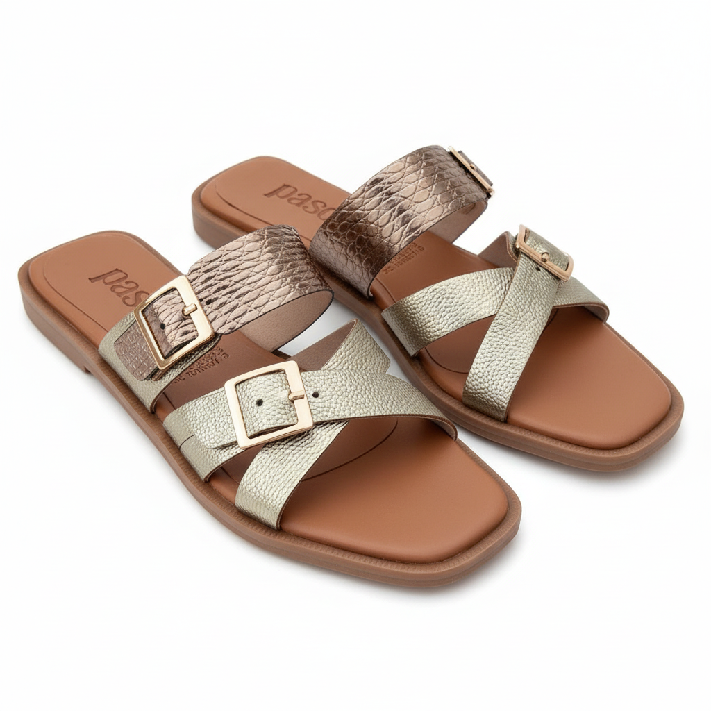 Par de sandalias doradas