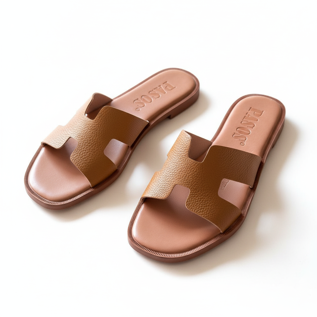 Par de sandalias mostaza