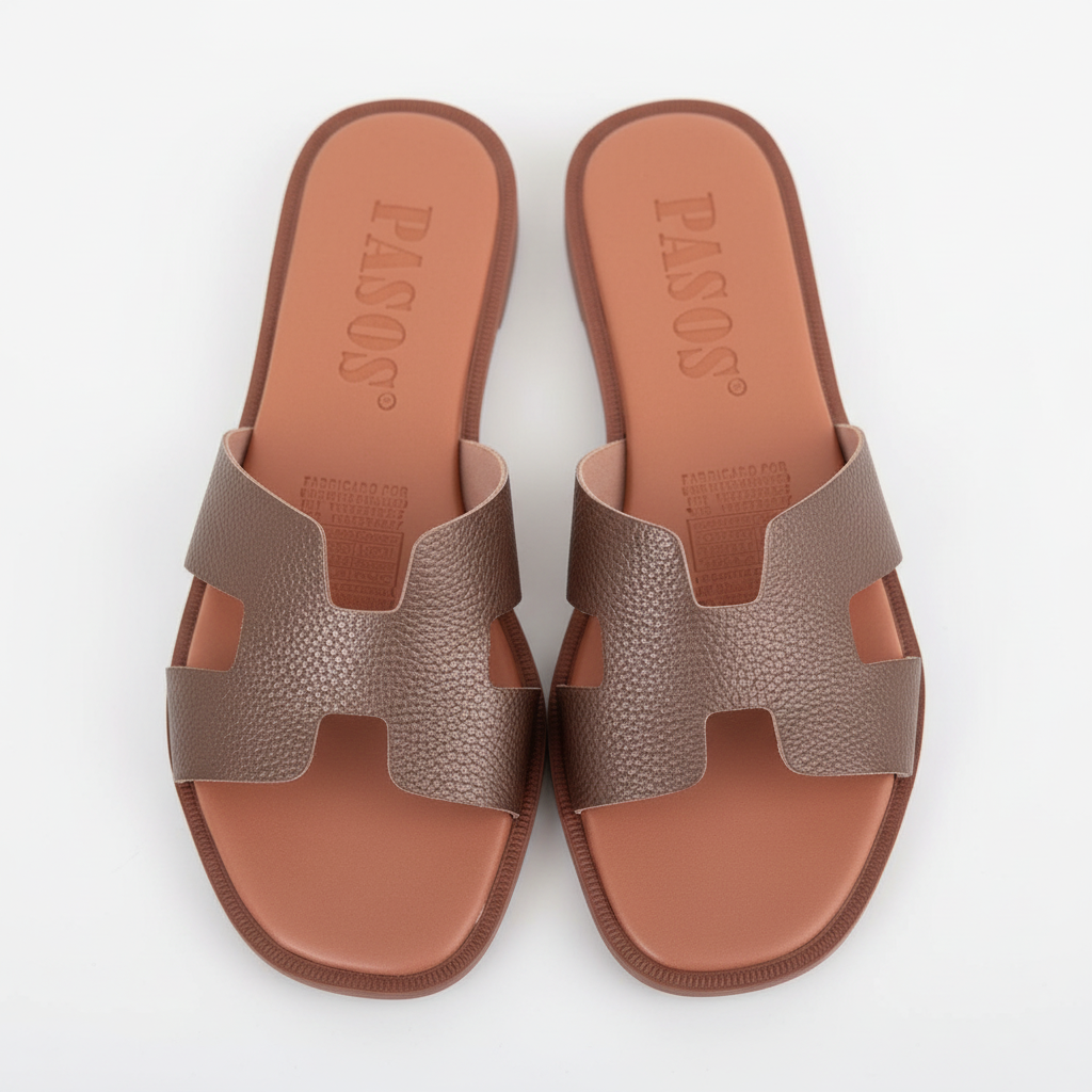 Sandalia café rosado vista frontal