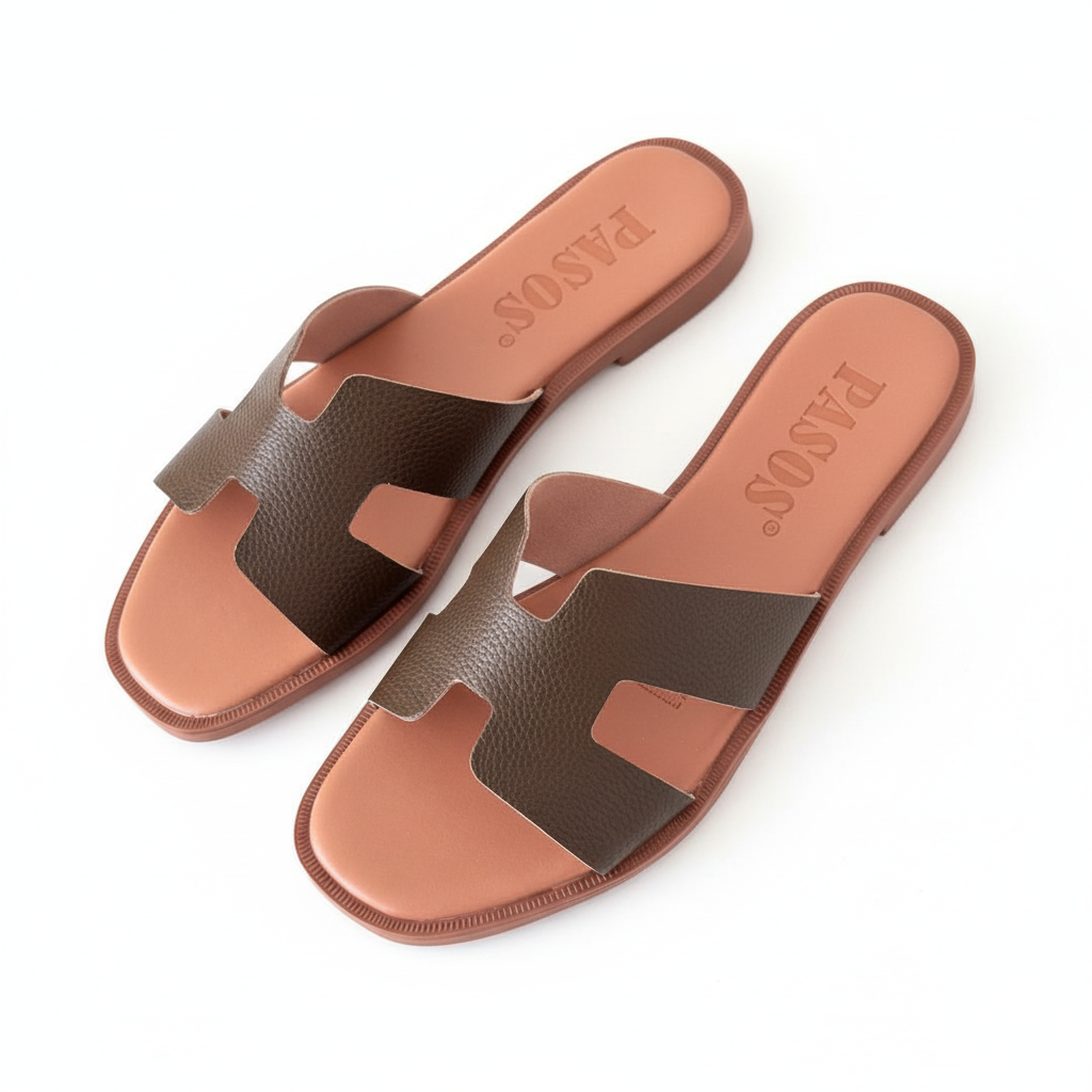 Sandalia café verde vista superior