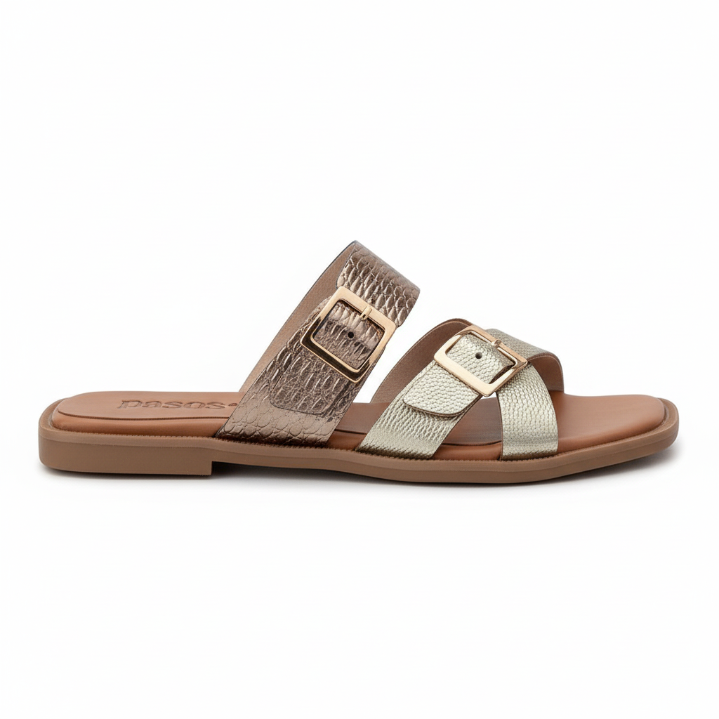 Sandalia dorada vista lateral