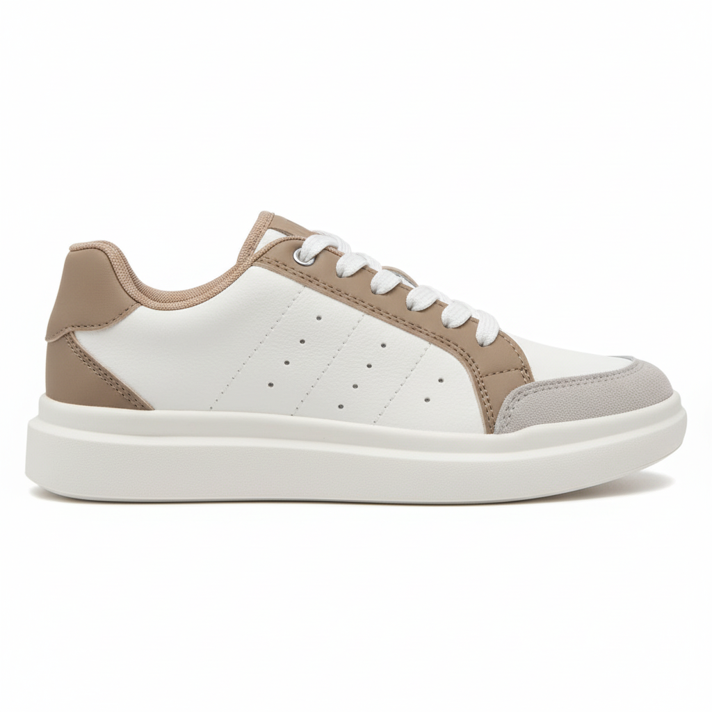 Tenis 7805 beige vista lateral sin bordado
