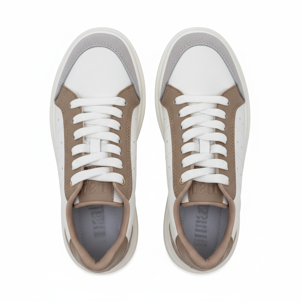 Tenis 7805 beige vista superior con punta gris