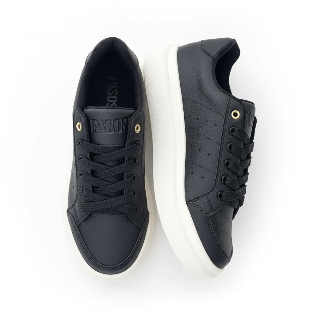 Tenis 7805 negro vista superior sin perforaciones