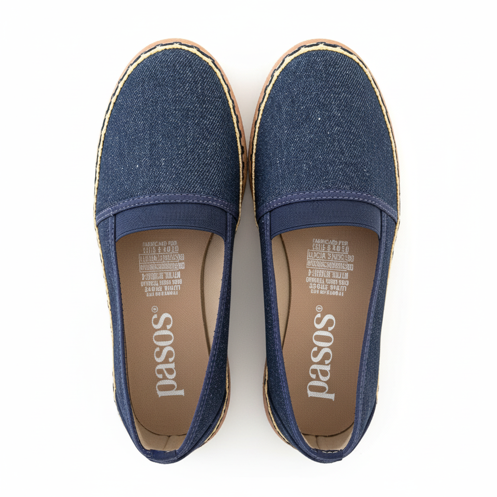 Vista aérea alpargata jean - con letras blancas