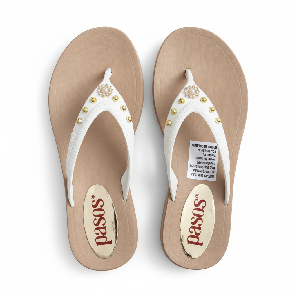 Vista aérea flip-flop blanco - exacta a la original