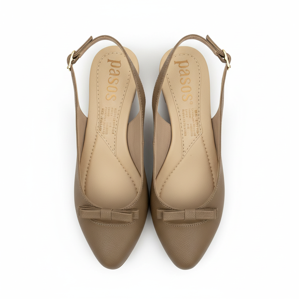 Vista aérea par slingback almendra moño puntiaguda tacón bloque bajo Ref 8210