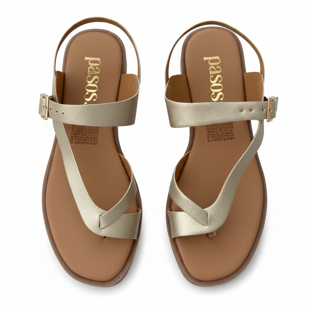 Vista aérea sandalia dorada