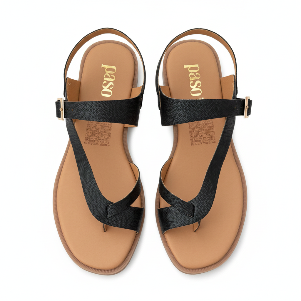 Vista aérea sandalia negra