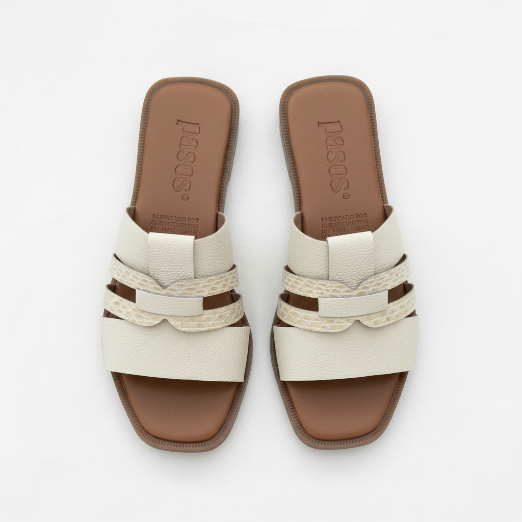 Vista aérea sandalia slide talco