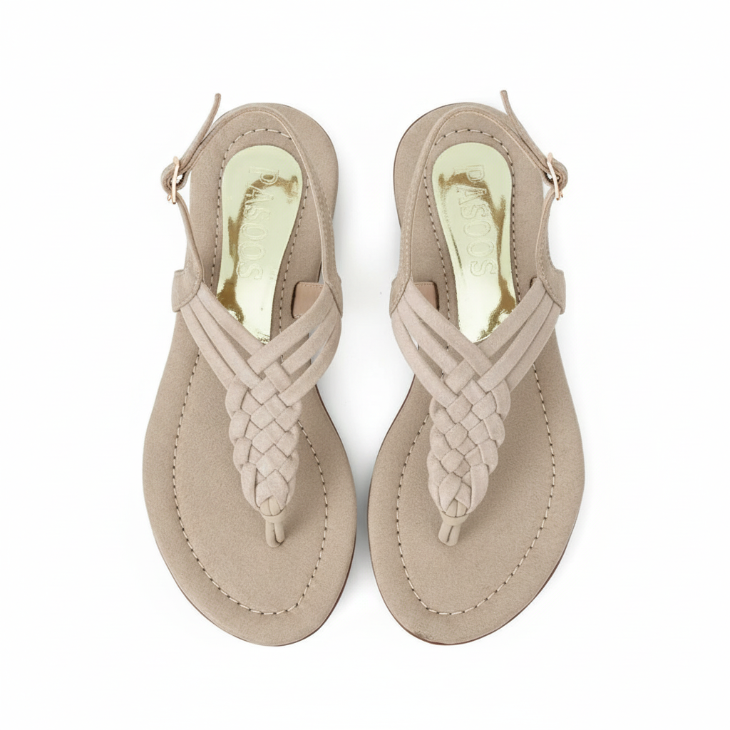 Vista aérea sandalia thong beige