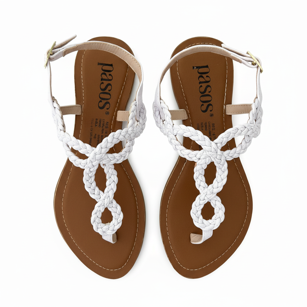 Vista aérea sandalia thong blanca