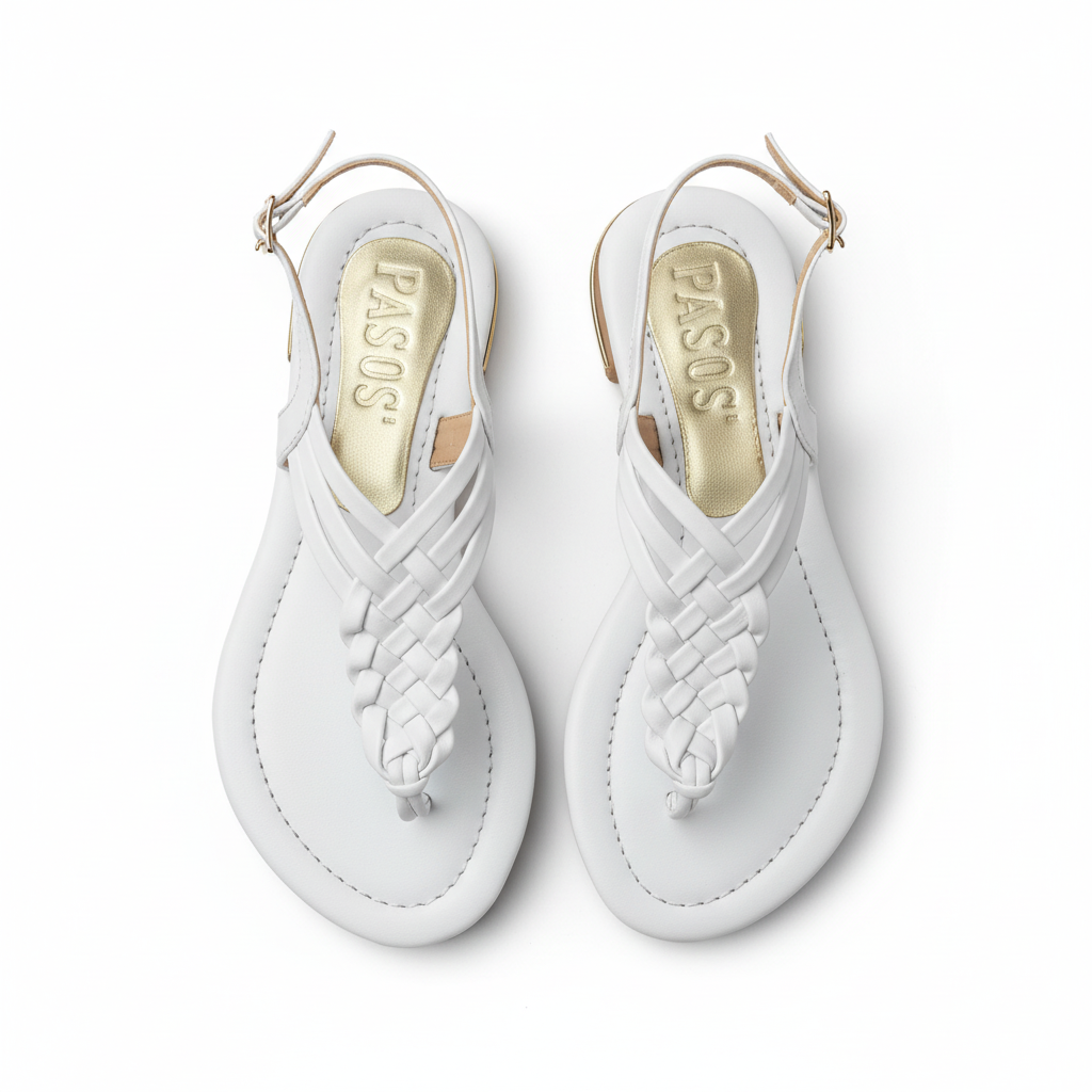 Vista aérea sandalia thong blanca