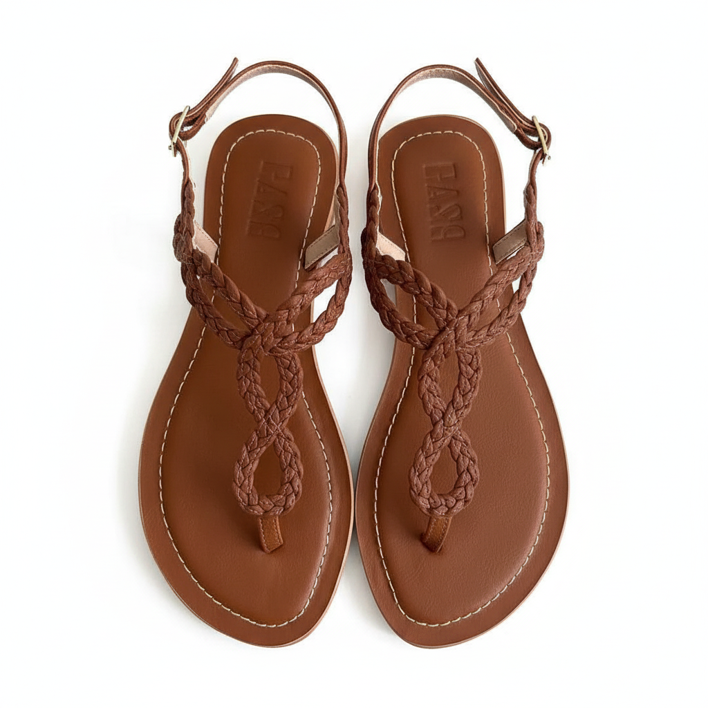 Vista aérea sandalia thong café