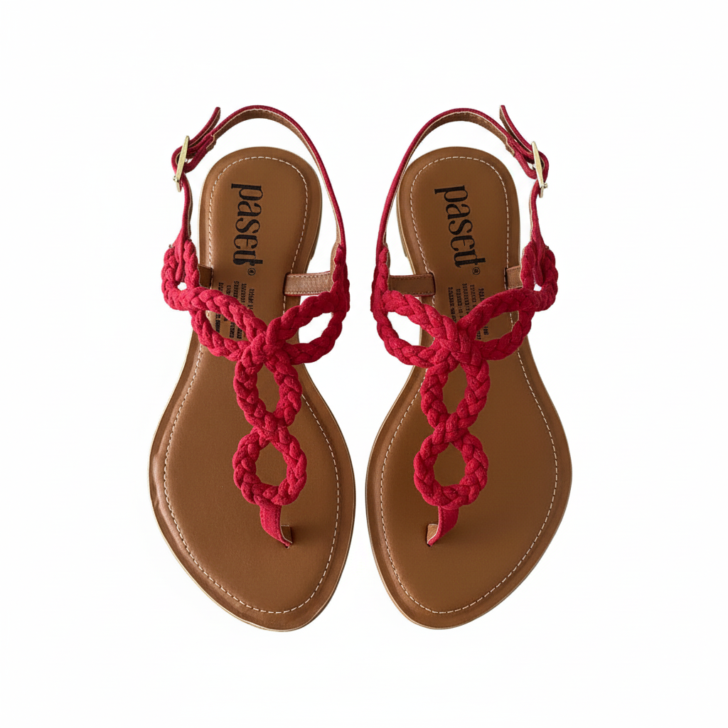 Vista aérea sandalia thong fucsia