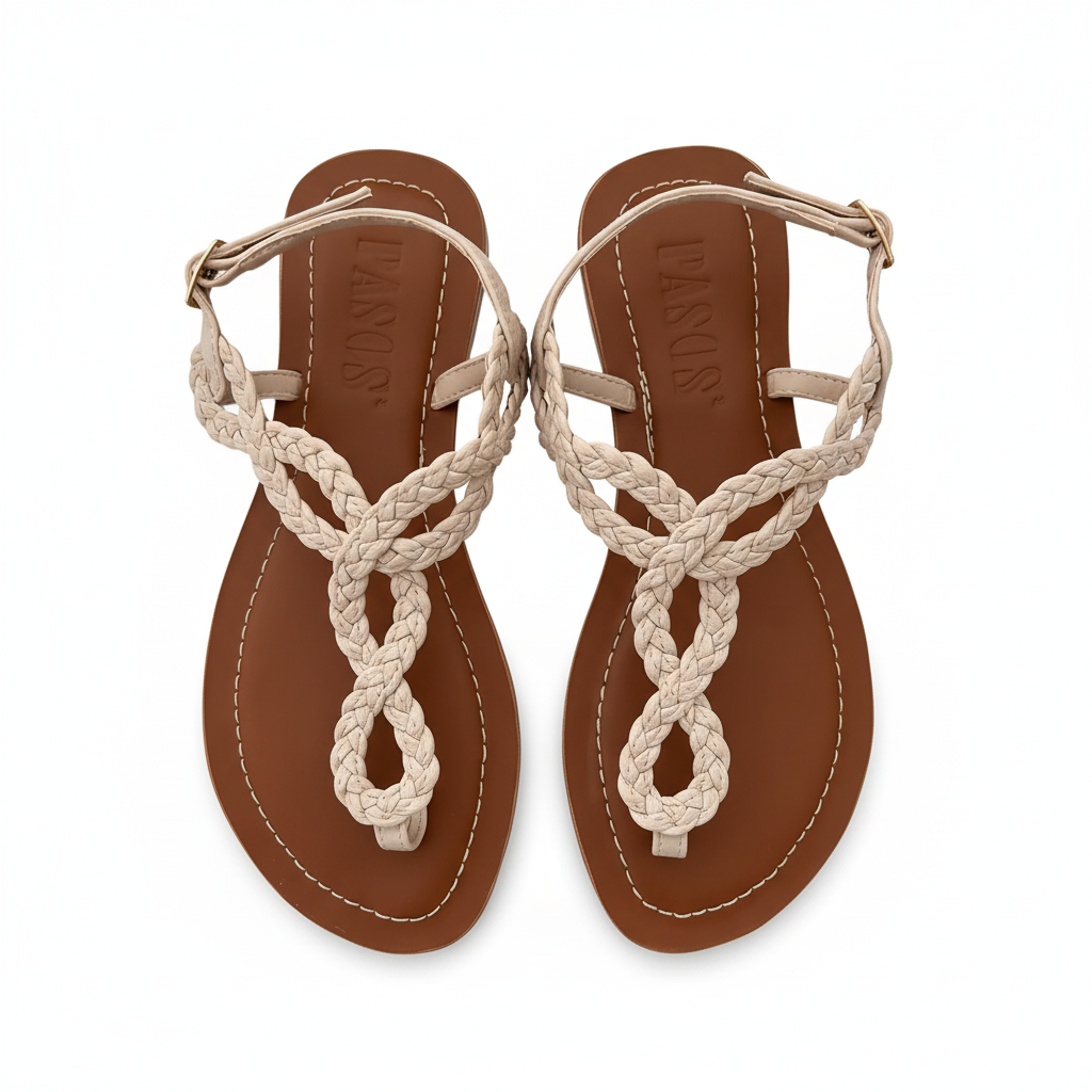 Vista aérea sandalia thong nude