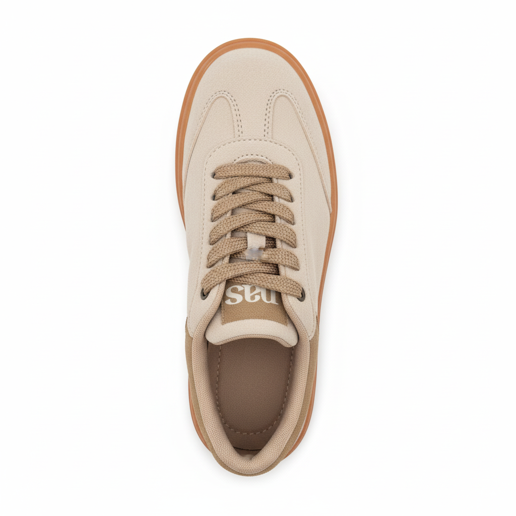 Vista aérea zapatilla deportiva beige ante Ref 8095