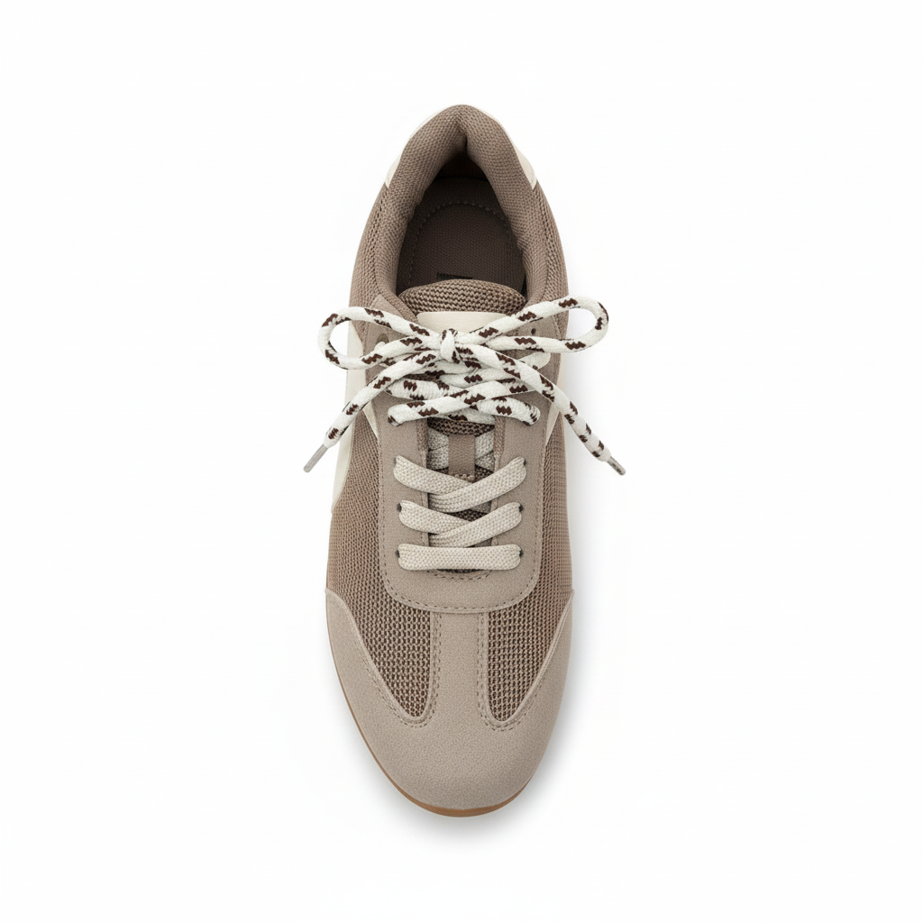 Vista aérea zapatilla deportiva beige Ref 8176 - exacta a la imagen