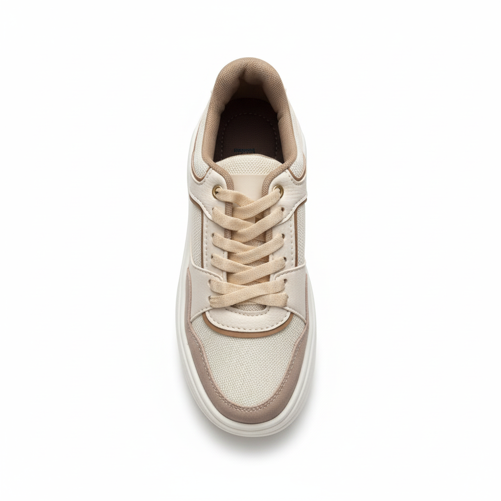 Vista aérea zapatilla deportiva completamente beige Ref 7943