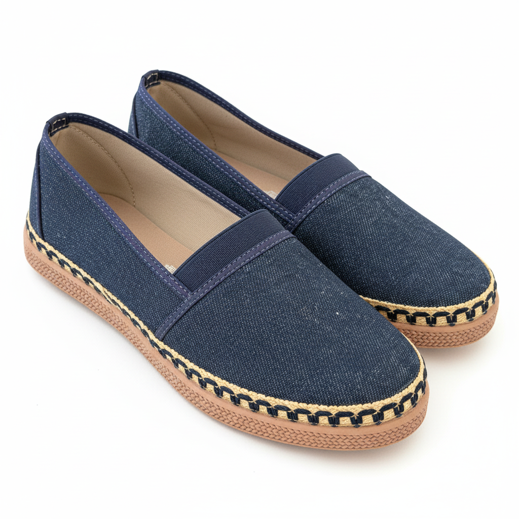 Vista angular frontal alpargata jean