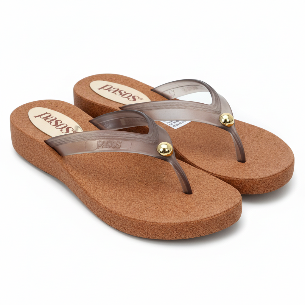 Vista angular frontal flip-flop café oscuro - exacta a la original