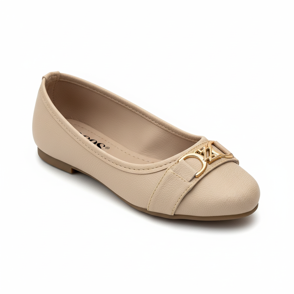 Vista angular frontal mule cuero texturizado beige Ref 8147 - exacta a la imagen
