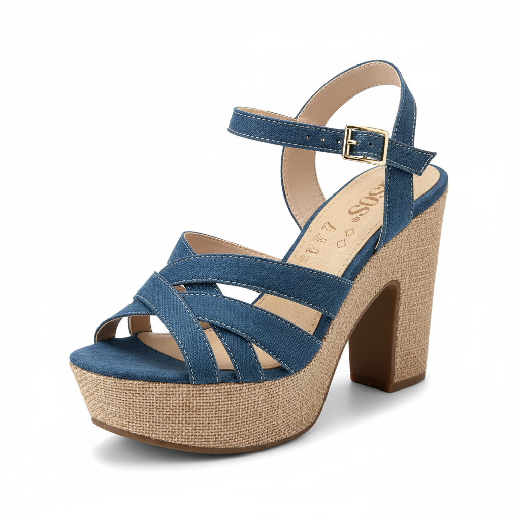 Vista angular frontal sandalia jean Ref 7868 - exacta a la imagen