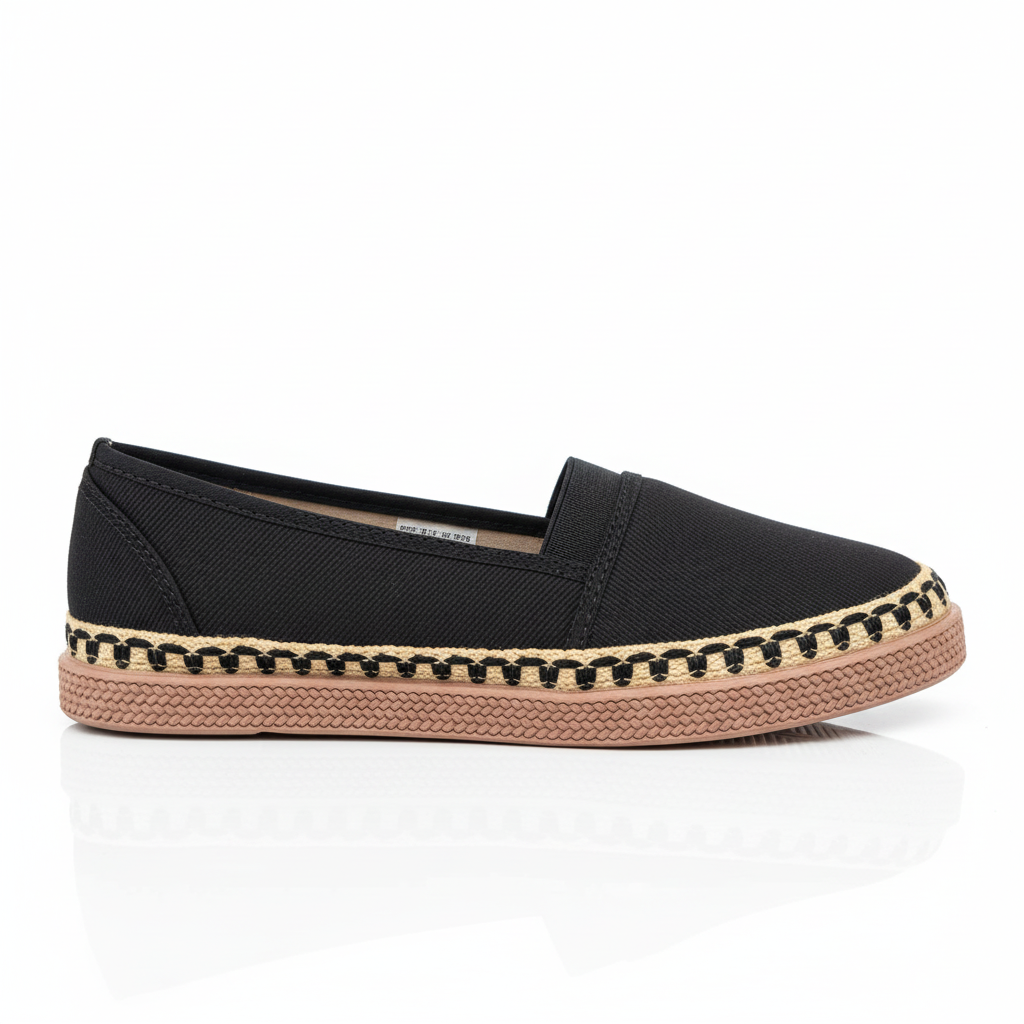 Vista lateral alpargata negra - nueva