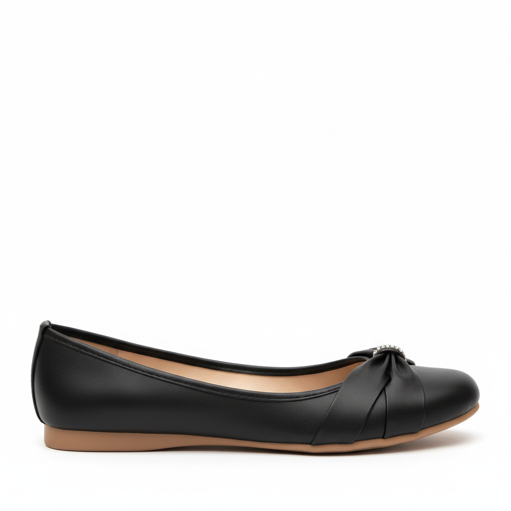 Vista lateral baleta negra moño rhinestones Ref 8191