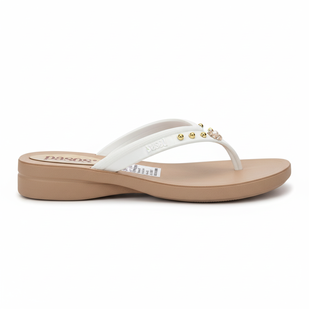 Vista lateral flip-flop blanco - exacta a la original