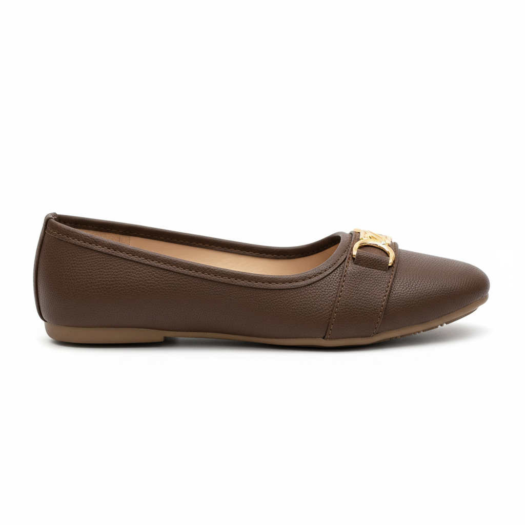 Vista lateral mule cuero texturizado café con forma correcta Ref 8147