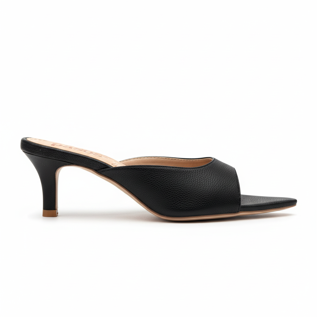 Vista lateral mule negro