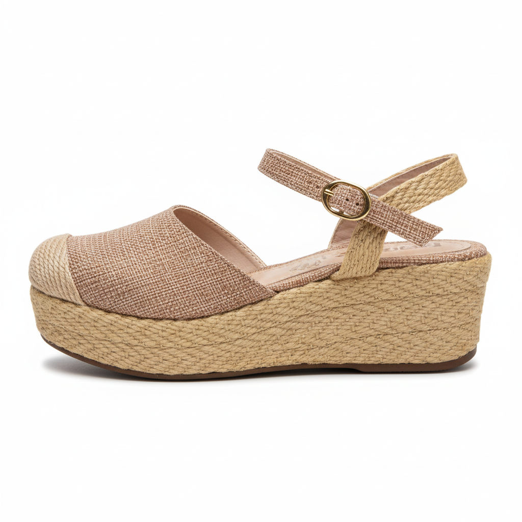 Vista lateral sandalia beige rosado mejorada igual a la original Ref 7763