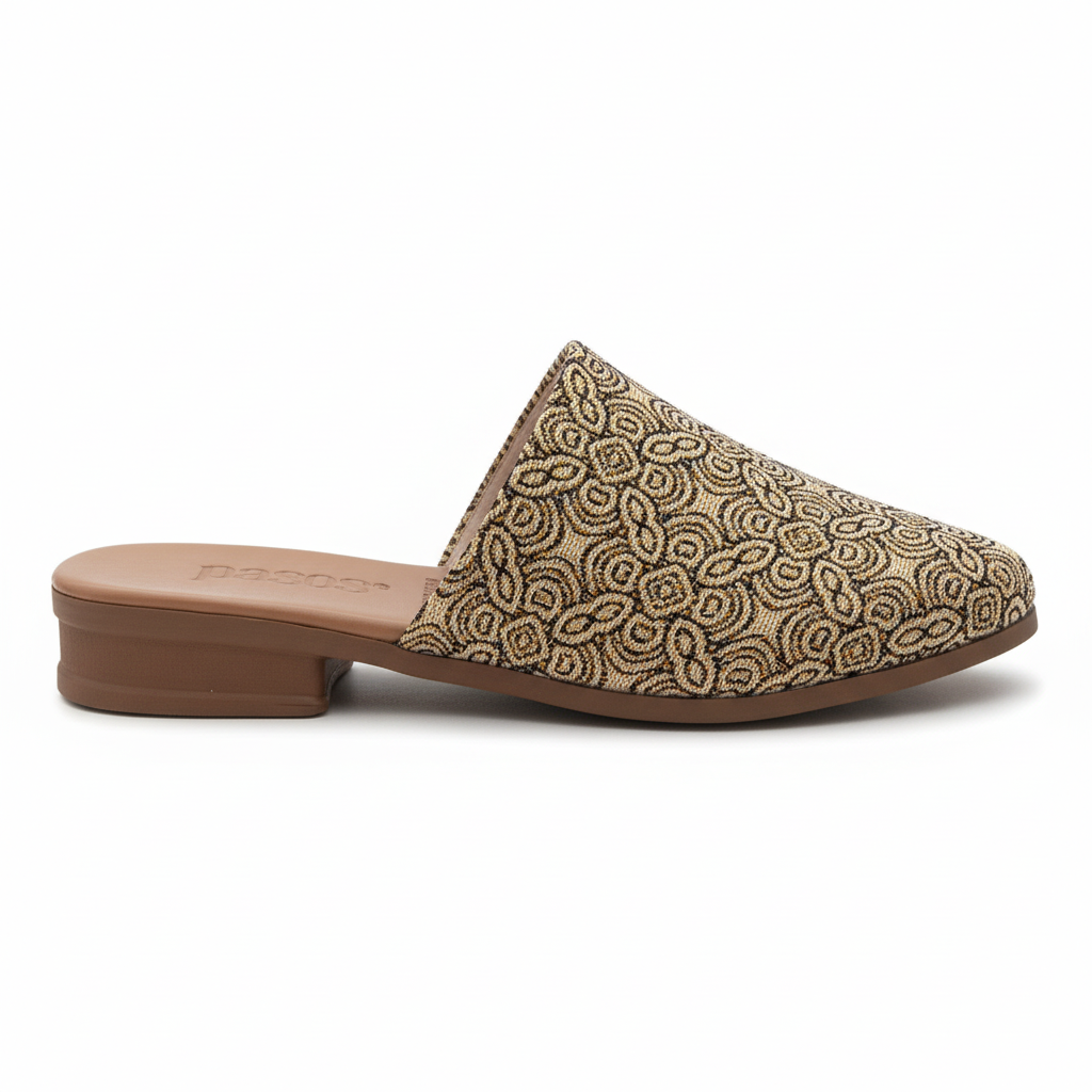 Vista lateral sandalia mule beige exacta a la imagen Ref 8157