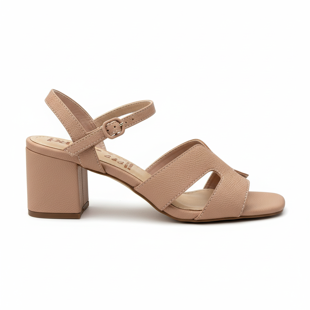 Vista lateral sandalia nude rosado diseño exacto al original Ref 8180
