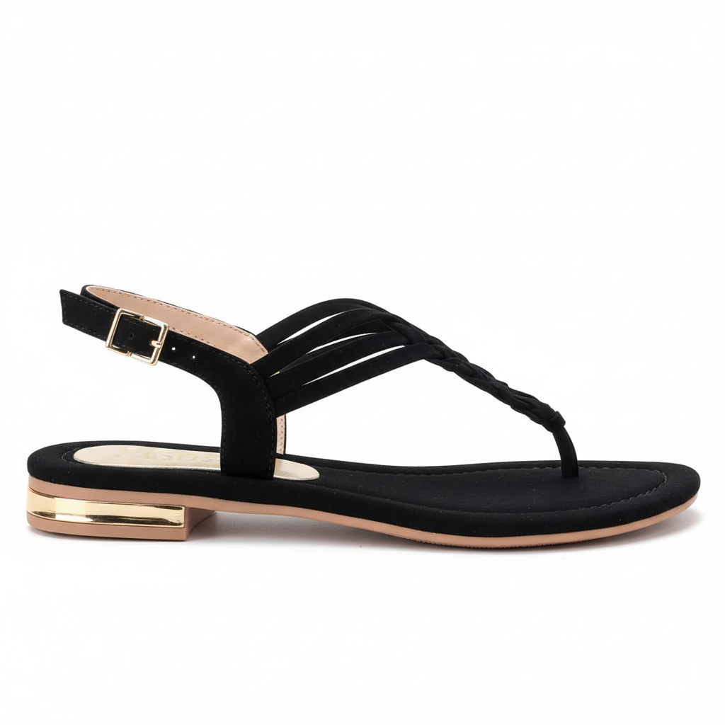 Sandalia Plana Mujer Trenzado Central