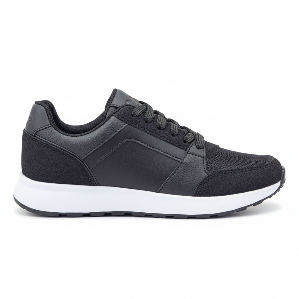 Vista lateral zapatilla deportiva gris oscuro con malla Ref 7911