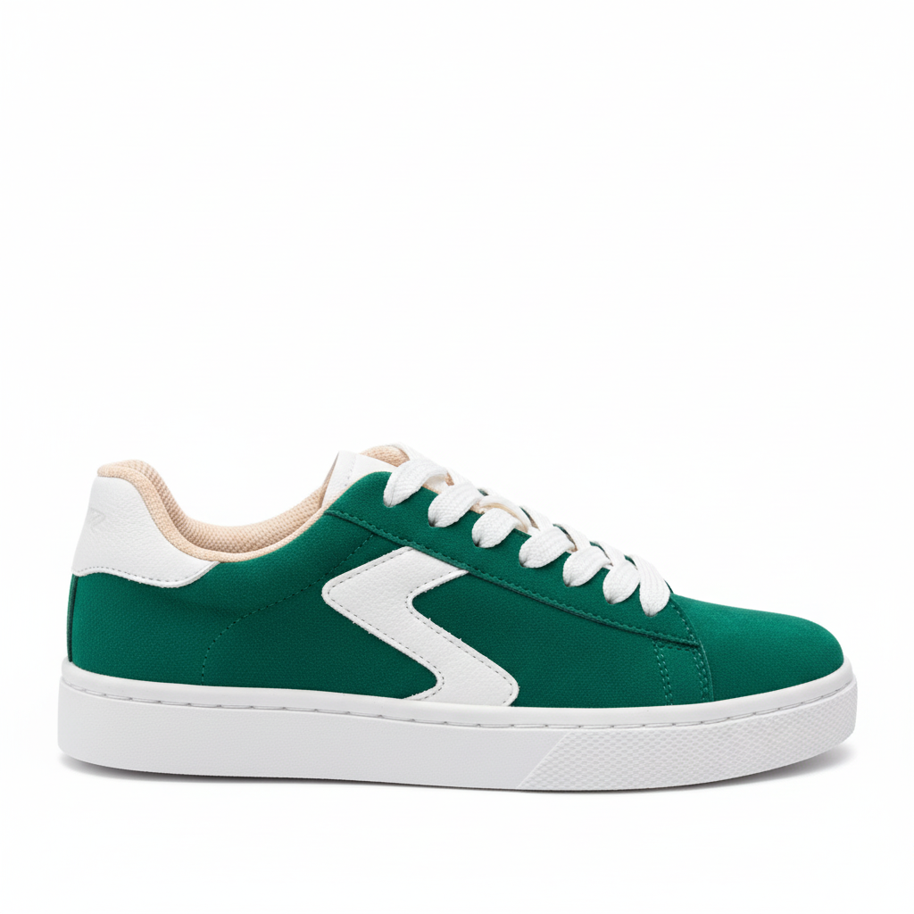 Vista lateral zapatilla deportiva verde esmeralda Ref 8064 - exacta a la imagen